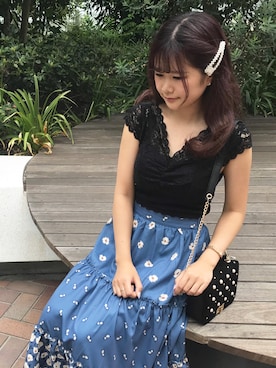 「TITTY&CO.（ティティーアンドコー）のアイテム（ショルダーバッグ）」を使った、titty&co. miyu♡さん（レディース・148cm）の夏コーディネート