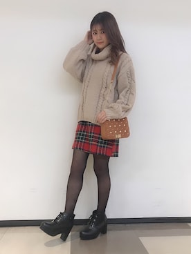 「TITTY&CO.（ティティーアンドコー）のアイテム（ショルダーバッグ）」を使った、titty&co. miyu♡さん（レディース・148cm）の秋コーディネート