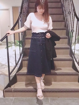 「TITTY&CO.（ティティーアンドコー）のアイテム（ライダースジャケット）」を使った、titty&co. miyu♡さん（レディース・148cm）の春コーディネート