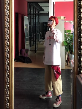 「国潮」｜「アイテム（その他）」を使った、可能可爱呵さん（レディース・155cm）の春コーディネート