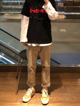 「盐系风格」｜「アイテム（チノパンツ）」を使った、可能可爱呵さん（レディース・155cm）の秋コーディネート