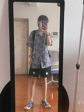 「盐系风格」｜「アイテム（シューズ）」を使った、可能可爱呵さん（レディース・155cm）の夏コーディネート