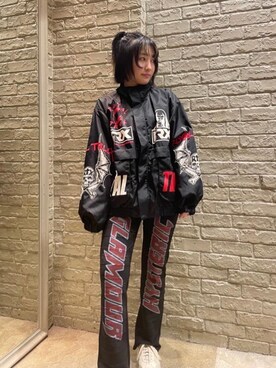 「ロックコーデ」｜「アイテム（ブルゾン）」を使った、YUIKAさん（レディース・158cm）の夏コーディネート