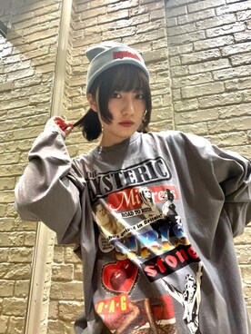 「ロックコーデ」｜「アイテム（帽子）」を使った、YUIKAさん（レディース・158cm）の冬コーディネート