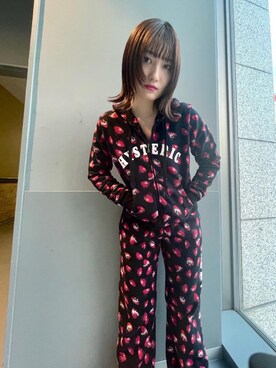「ロックコーデ」｜「アイテム（スウェットパンツ）」を使った、YUIKAさん（レディース・158cm）の冬コーディネート