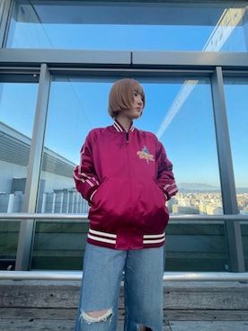 「ロックコーデ」｜「アイテム（ブルゾン）」を使った、YUIKAさん（レディース・158cm）の春コーディネート