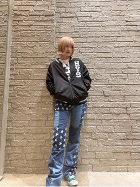 「ロックコーデ」｜「アイテム（ジャージ）」を使った、YUIKAさん（レディース・158cm）の春コーディネート