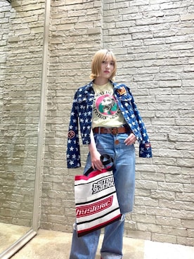 「ロックコーデ」｜「アイテム（デニムジャケット）」を使った、YUIKAさん（レディース・158cm）の春コーディネート