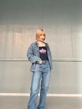 「ロックコーデ」｜「アイテム（デニムジャケット）」を使った、YUIKAさん（レディース・158cm）の夏コーディネート