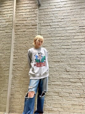 「ロックコーデ」｜「アイテム（スウェット）」を使った、YUIKAさん（レディース・158cm）の秋コーディネート