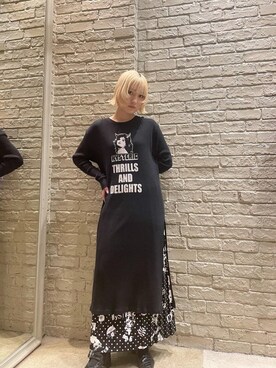 「ロックコーデ」｜「アイテム（ワンピース/ドレス）」を使った、YUIKAさん（レディース・158cm）の秋コーディネート