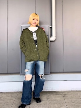 「ロックコーデ」｜「アイテム（その他アウター）」を使った、YUIKAさん（レディース・158cm）の秋コーディネート