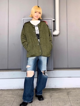 「ロンt」｜「アイテム（その他アウター）」を使った、YUIKAさん（レディース・158cm）の秋コーディネート