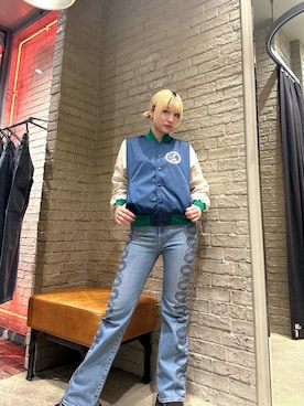 「でにむ」｜「アイテム（スタジャン）」を使った、YUIKAさん（レディース・159cm）の秋コーディネート