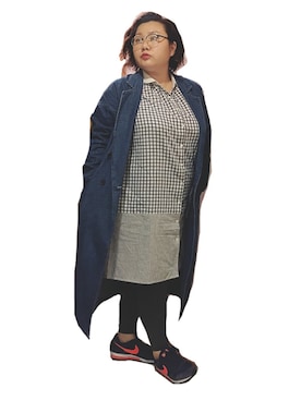 「plussize」｜「アイテム（その他アウター）」を使った、kasan/manaさん（レディース・155cm）の春コーディネート