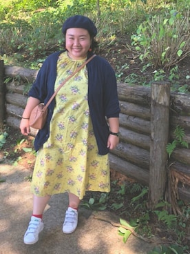 「plussize」｜「アイテム（ハンチング/ベレー帽）」を使った、kasan/manaさん（レディース・155cm）の秋コーディネート