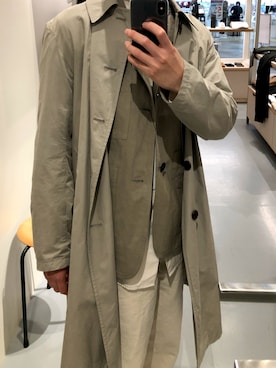 「URBAN RESEARCH（アーバンリサーチ）のアイテム（ステンカラーコート）」を使った、佐々木さん（メンズ・165cm）の春コーディネート