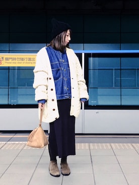 「Taiwan」｜「アイテム（ピーコート）」を使った、W | ワンさん（レディース・153cm）の冬コーディネート