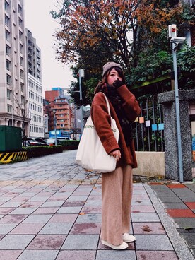 「アイテム（その他トップス、ブラウン系）」を使った、W | ワンさん（レディース・153cm）の冬コーディネート