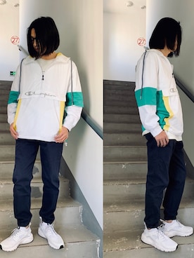 「Champion（チャンピオン）のアイテム（モッズコート）」を使った、littlecaiさん（メンズ・174cm）の春コーディネート