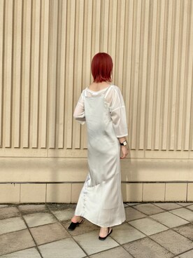 「アイテム（ワンピース/ドレス、シルバー系）」を使った、madokaさん（レディース・157cm）の夏コーディネート