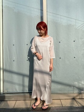 「アイテム（ワンピース/ドレス、シルバー系）」を使った、madokaさん（レディース・157cm）の夏コーディネート