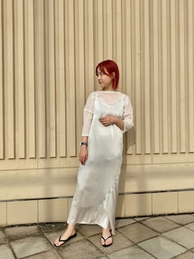 「アイテム（ワンピース/ドレス、シルバー系）」を使った、madokaさん（レディース・157cm）の夏コーディネート