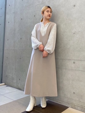 「RIVEDROITE」｜「アイテム（ジャンパースカート）」を使った、madokaさん（レディース・157cm）の冬コーディネート