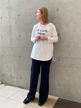 「フレアスラックス」｜「アイテム（アクセサリー）」を使った、madokaさん（レディース・157cm）の冬コーディネート