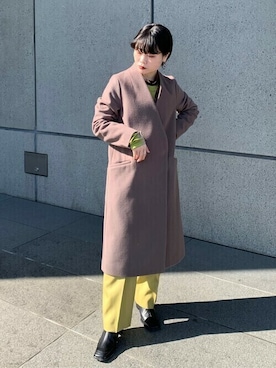 UNITED TOKYOのノーカラーコート（ブラウン系）を使ったレディース人気