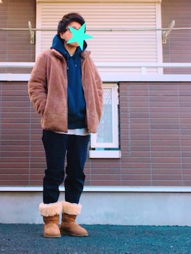 「プルオーバーパーカー」｜「アイテム（その他アウター）」を使った、u'さん（レディース・156cm）の冬コーディネート