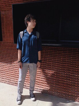 「PULL&BEAR（プルアンドベア）のアイテム（スラックス）」を使った、JresKiさん（メンズ・170cm）の秋コーディネート