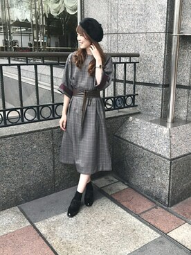 「KATHARINE ROSS（キャサリンロス）のアイテム（ハンチング/ベレー帽）」を使った、ciさん（レディース・157cm）の秋コーディネート