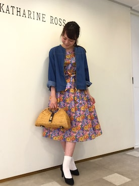 「KATHARINE ROSS（キャサリンロス）のアイテム（ブルゾン）」を使った、ciさん（レディース・157cm）の春コーディネート