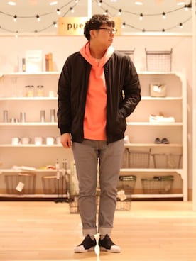 「coen（コーエン）のアイテム（ブルゾン）」を使った、coen アベさん（メンズ・175cm）の冬コーディネート