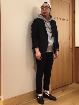 「coen（コーエン）のアイテム（キャップ）」を使った、coen アベさん（メンズ・175cm）の冬コーディネート