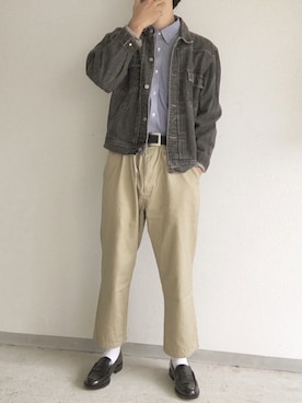 「lideal（リデアル）のアイテム（スラックス）」を使った、かずんさん（メンズ・183cm）の秋コーディネート