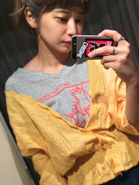 misu  azusaさんの「スカラップレースシャツ」を使ったコーディネート