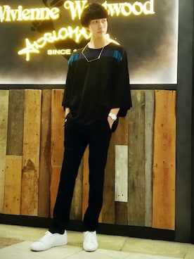 「SHAREEF（シャリーフ）のアイテム（スラックス）」を使った、Hiroakiさん（メンズ・180cm）の夏コーディネート