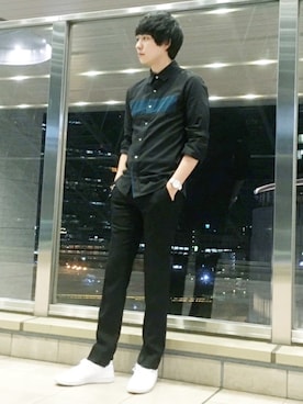 「SHAREEF（シャリーフ）のアイテム（スラックス）」を使った、Hiroakiさん（メンズ・180cm）の秋コーディネート