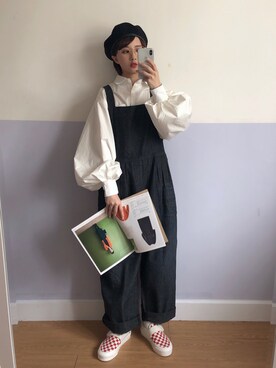 「Sunny clouds（サニークラウズ）のアイテム（サロペット/オーバーオール）」を使った、壹儿さん（レディース・155cm）の秋コーディネート