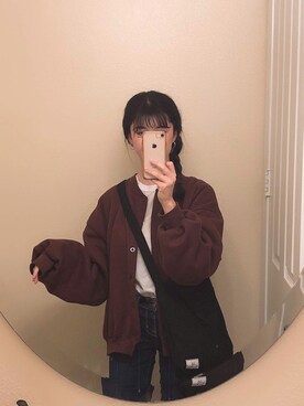「学校」｜「アイテム（ハンチング/ベレー帽）」を使った、mikoさん（レディース・157cm）の冬コーディネート