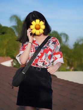 「URBAN OUTFITTERS（アーバンアウトフィッターズ）のアイテム（スカート）」を使った、mikoさん（レディース・157cm）の夏コーディネート