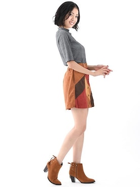 「アイテム（ブーティ、ベージュ系）」を使った、Mafmof（マフモフ）さん（レディース・158cm）の冬コーディネート