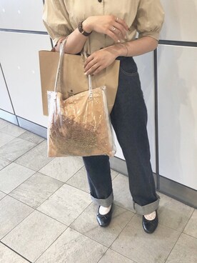 「リネンブラウス」｜「アイテム（その他）」を使った、miyuさん（レディース・163cm）の夏コーディネート