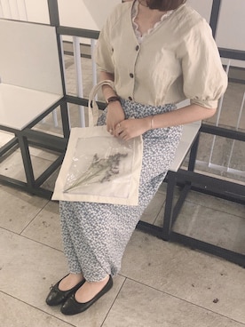「リネンブラウス」｜「アイテム（その他）」を使った、miyuさん（レディース・163cm）の夏コーディネート
