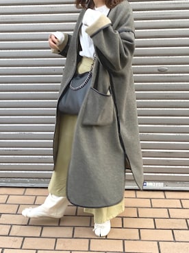「サテンパンツ」｜「アイテム（スカート）」を使った、miyuさん（レディース・163cm）の冬コーディネート