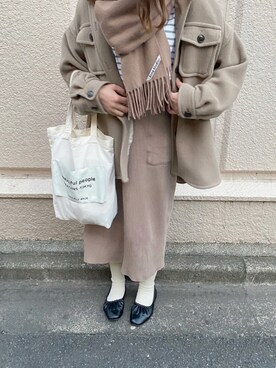 「ギャザー」｜「アイテム（その他アウター）」を使った、miyuさん（レディース・163cm）の冬コーディネート