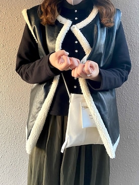 「アニエスベー」｜「アイテム（その他アウター）」を使った、miyuさん（レディース・163cm）の冬コーディネート