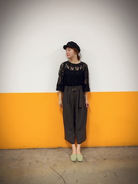 「MANGO（マンゴ）のアイテム（スラックス）」を使った、Tingさん（レディース・168cm）の夏コーディネート